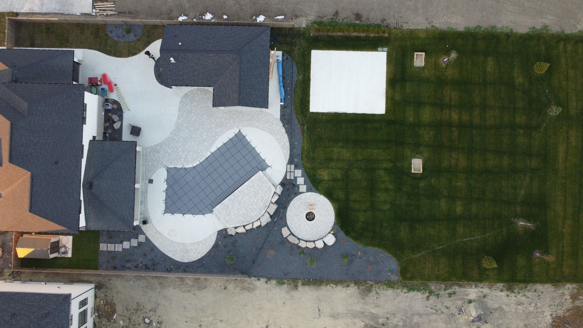 Dream backyard landscape, this Drone photo illustrates our commitment to extend your living space. Setting fences straight is what we do on a daily basis.